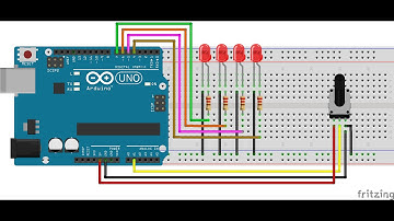 POTENCIOMETRO CON 4 LEDS EN CASCADA CON ARDUINO