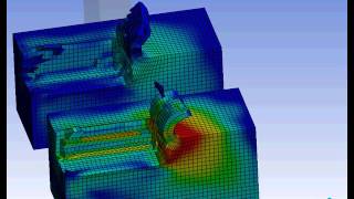 Ansys Workbench explicit dynamics planing of AlSi 1045 and Al 1100 example 3