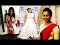 High Neck Long White Frock and Saree Jackets