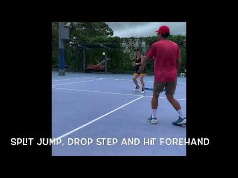 Tennis drill - Split jump, drop steps and hit forehand - YouTube