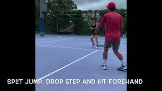 Tennis drill - Split jump, drop steps and hit forehand