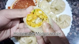 घर पर बनाए होटल जैसे मोमोस।। तीखी लाल चटनी के साथ।। ५ मिनट मे तैयार। Momos recipe at home