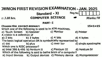 11th computer science first revision exam original question paper 2025
