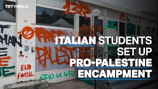 Italian students at La Sapienza University set up Gaza encampment