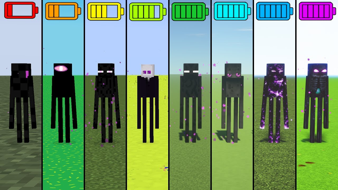 all enderman with different battery in Minecraft - YouTube