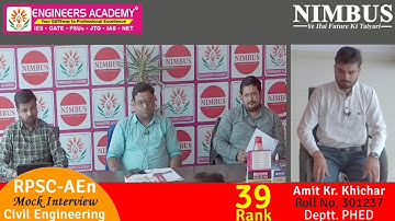 Congratulations Amit Khichar ( PHED - AEn ) | Mock Interview -Engineers Academy Toppers in RPSC AEn