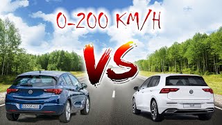 Astra K 1.4 Turbo Vs. Golf VIII 1.5 TSI 0-200 km/h acceleration race