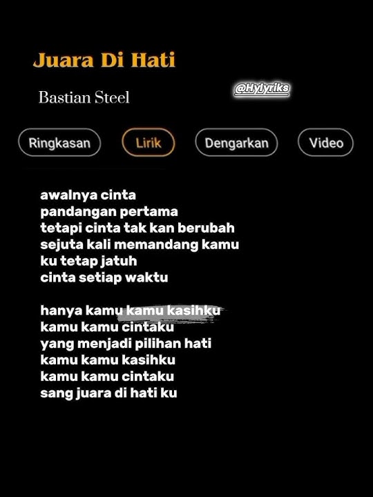 Juara Di Hati - Bastian Steel  🎶 #lagu #lyrics