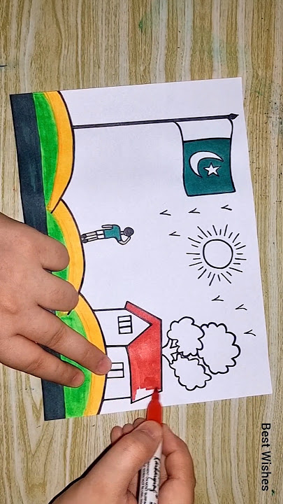 Pakistan Independence Day Drawing #pakistanzindabad #shorts #pakistan #drawing #independenceday