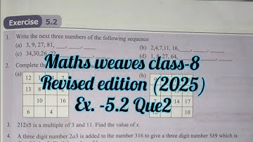 maths weaves class 8 chapter 5solutions exercise 5.2que2 | class 8  maths ex-5.2 Q2 part a