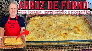 ARROZ DE FORNO COM TOMATE MANJERICÃO E REQUEIJÃO - COMO FAZER ARROZ FORNO COM REQUEIJÃO CREMOSO