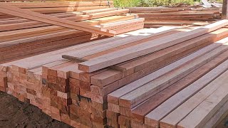 Timber Processing Factory //Processing of beams from Meranti wood