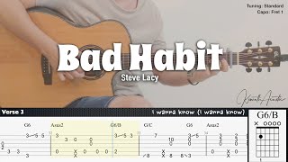 Bad Habit - Steve Lacy | Fingerstyle Guitar | TAB + Chords + Lyrics