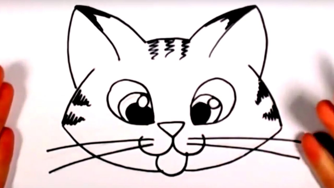 How To Draw A Cute Kitten Face - Tabby Cat Face Drawing ...