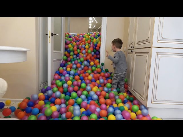 Senya and MILLION Colored Balls! Video for Kids! class=