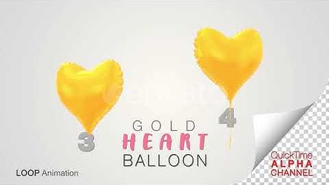Heart Shape Gold Balloons | Motion Graphics - Envato elements