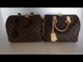 Louis Vuitton Comparison Speedy B monogram vs Damier Ebene, wear and tear and what's in my bag