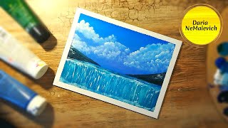 ВОДОПАД | Как нарисовать водопад акрилом, гуашью How to draw Waterfall