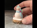 Polymer Clay Snowman on a Wood Slice