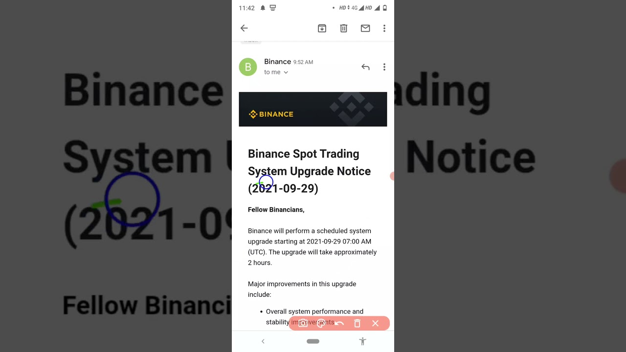 binance spot trading system upgrade notice