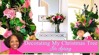 Decorating A Christmas Tree With Spring Florals - Just Pink About It!