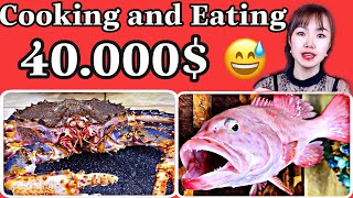 Cooking and eating 5 food with King Crab and Red Grouper Fish