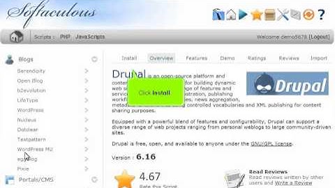 How to install Drupal from Softaculous