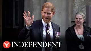 Prince Harry greets fans after Invictus Games anniversary event at St Paul's Cathedral