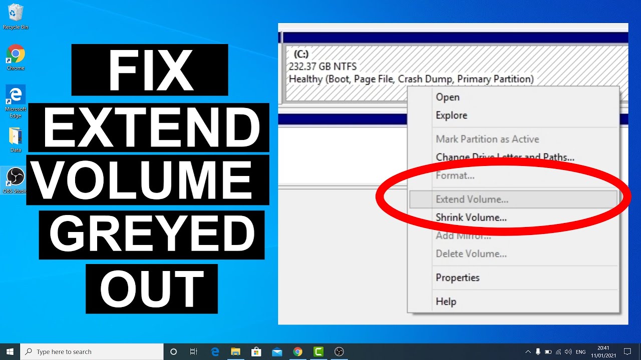 extend volume ไม่ได้  New 2022  Fix Extend Volume Option Greyed Out In Windows 10 | Extend C Drive