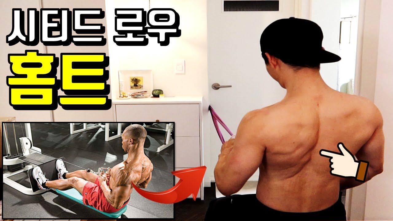 시티드 로우 밴드 등 홈트. 집에서도 헬스장 처럼 등 운동하는 법.