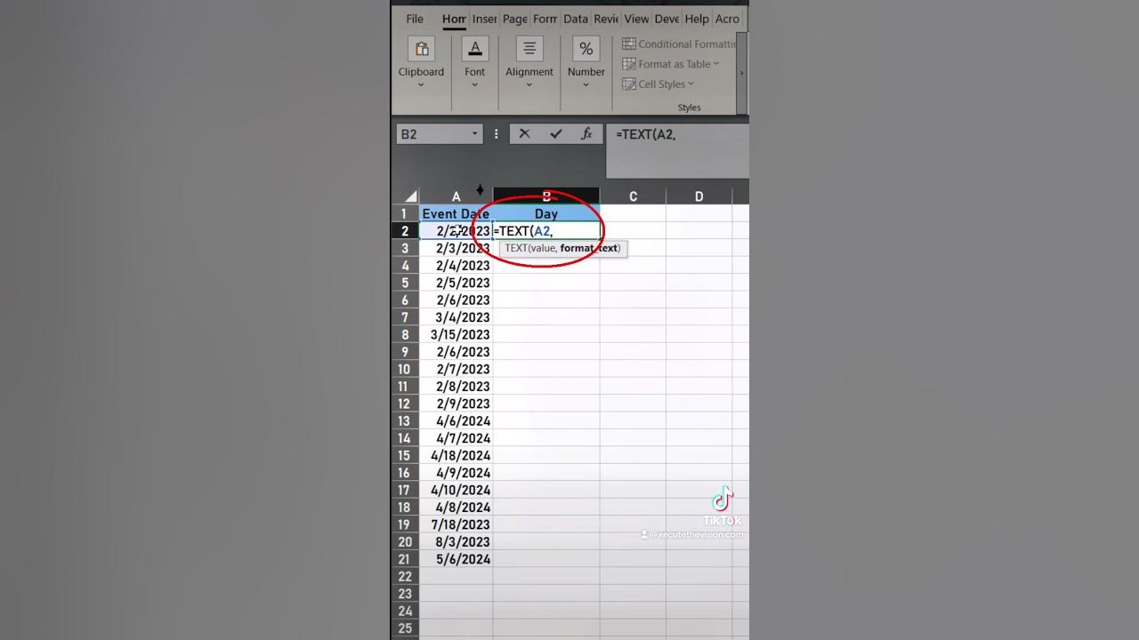 Excel tip to get day of the week from a date
