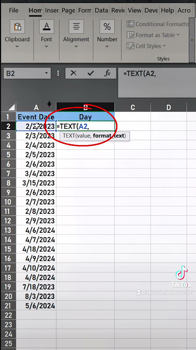Excel tip to get day of the week from a date