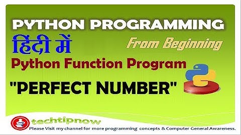 Program To Check Perfect Number Using Function In Python In Hindi | Perfect Number Program Example