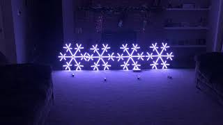 4 Custom Snowflakes running WLED 0.8.6 on 4 ESP8266's via XLights @ 100% Brightness