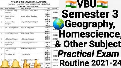 Vbu Semester 3 Geography practical Exam Routine 2021-24/Vbu semester 3 practical exam other subject