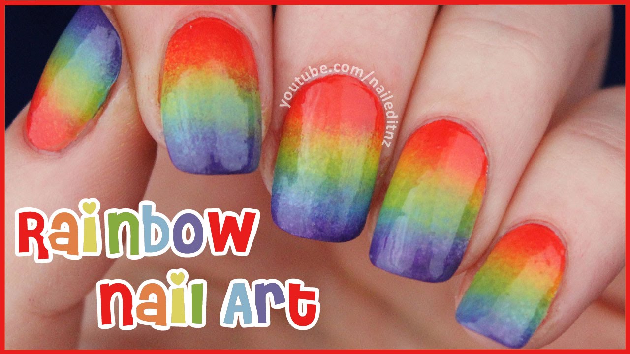 2. Easy Rainbow Nail Art with Sponge - wide 9