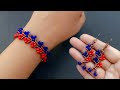 Simple Beaded Jewelry Making For Beginners//Bracelet &amp; Earrings//Handmade// Useful &amp; Easy