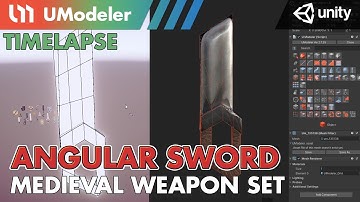 3D Modeling in Unity - Timelapse of Modeling & Unwrapping an Angular Sword of Medieval Weapon Set