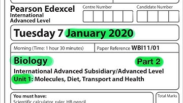 A level | biology | unit 1 | Edexcel | January 2020 | Part 2 of 2