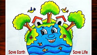 Save Earth Poster Makingmother Earth Day Drawingworld Earth Day Drawing Easy For Beginners