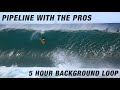 Pipeline with the pros  5 hour backgroundstore loop with relaxing music  bodyboarding