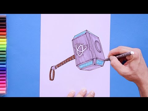 How To Draw Thor's Hammer |⚒️✍️Hammer scenery drawing | hammer drawing easy  - YouTube