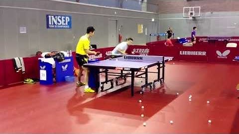 Wang Liqin and Xu Xin doing multiball practise