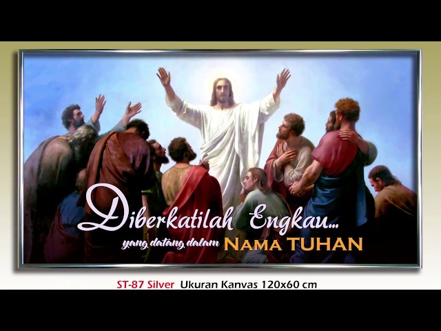 Grosir Lukisan Tuhan Yesus: Seri  Bingkai Stainless 120x60 cm class=