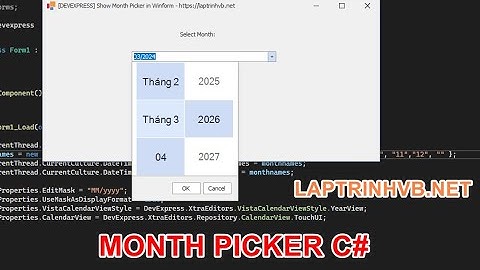 Month Picker in Devexpress C# | Laptrinhvb.net