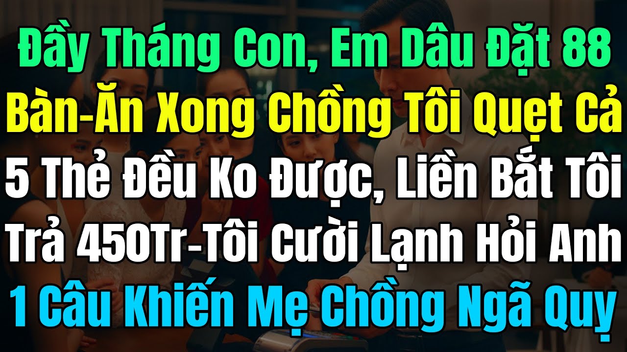 Đầy Tháng Con, Em Dâu Đặt Tiệc 88 Bàn, Ăn Xong Chồng Tôi Quẹt 5Thẻ Đều Ko Được Thì Bắt Tôi Trả 450Tr