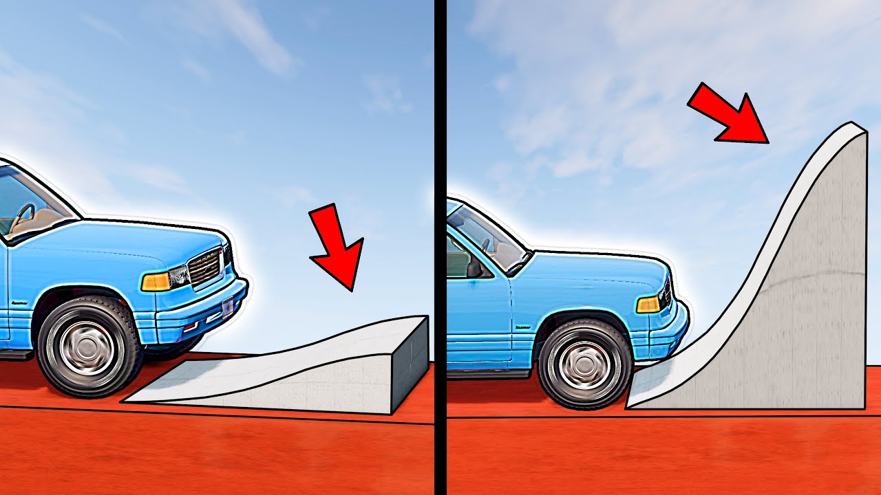 Vehicles VS Increasing Ramp Angle in BeamNG.drive - YouTube