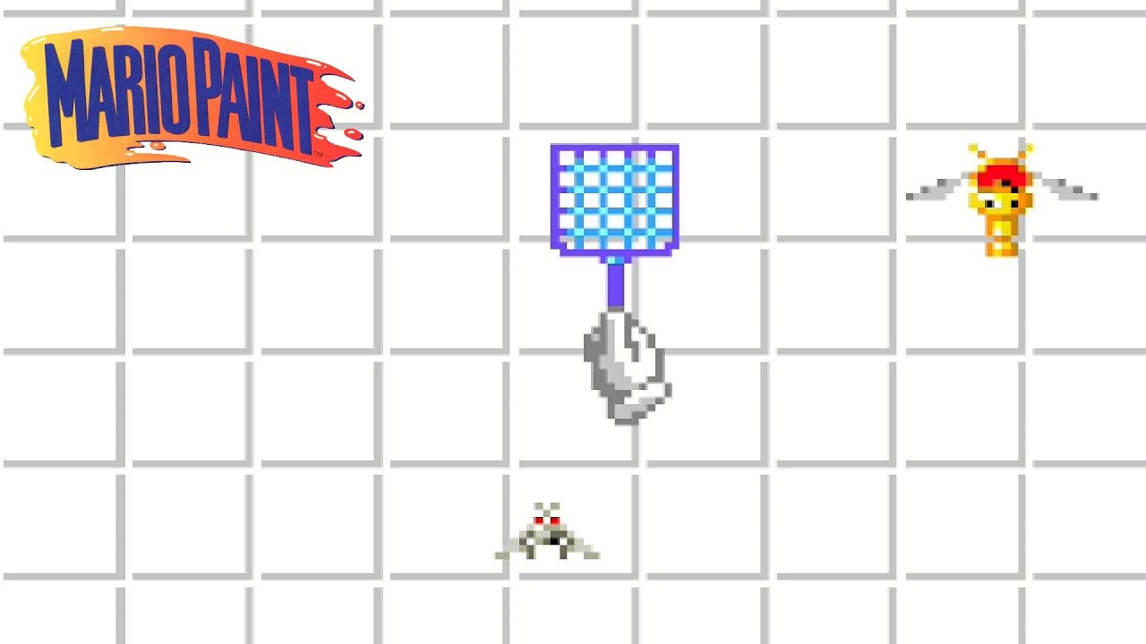 Where to find the fly swatter minigame in Mario Paint ('Gnat Attack' minigame location)
