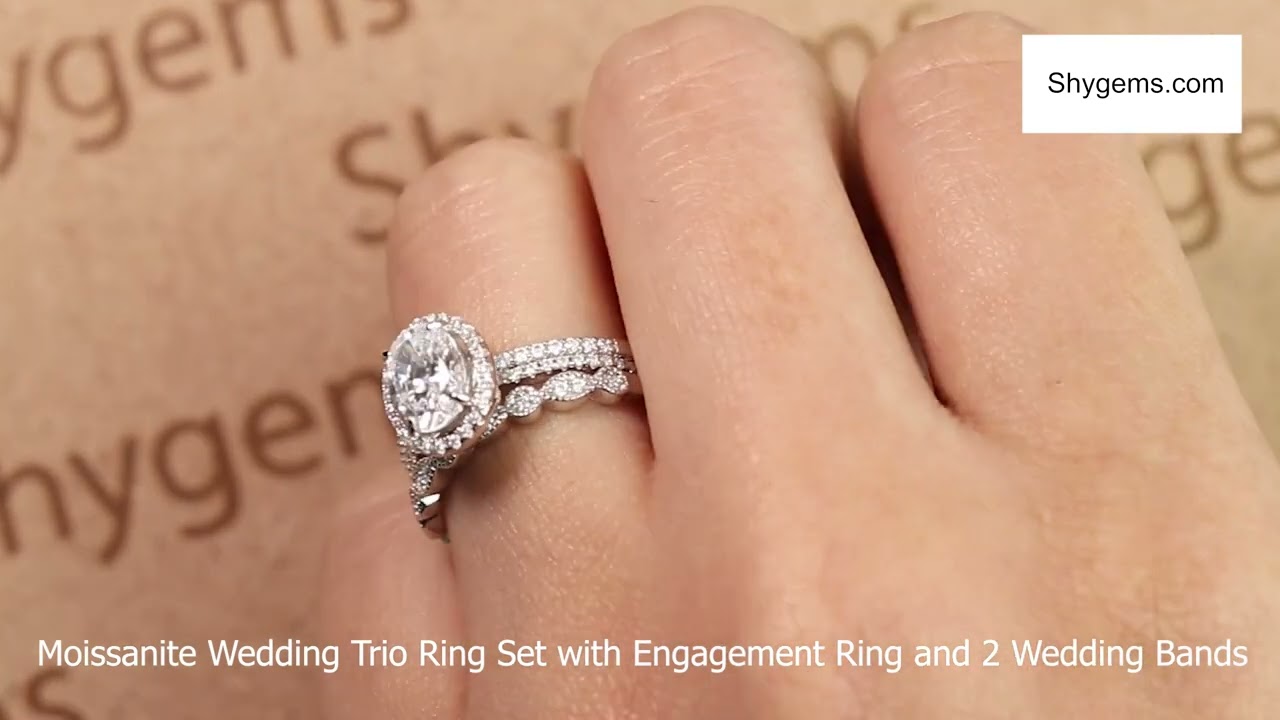 Inexpensive Wedding Trio Ring Set for Her with 1 Carat Diamond - JeenJewels