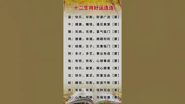 十二生肖好運連連，請接福（內容僅供參考）#十二生肖 #生肖 #人生之道 #shorts - 天天要聞